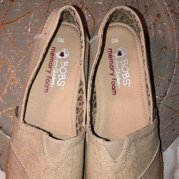 BOBS 8.5 by Sketchers Memory Foam Linen Canvas Slip On Flats Shoes - Picture 8 of 13